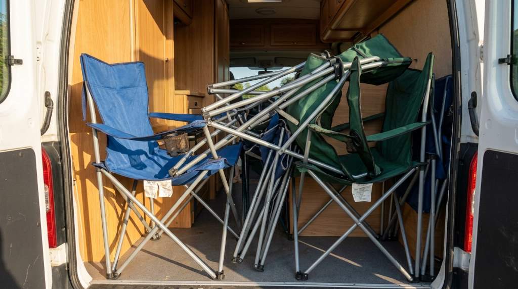 Different campervan camping chair styles for outdoor travel